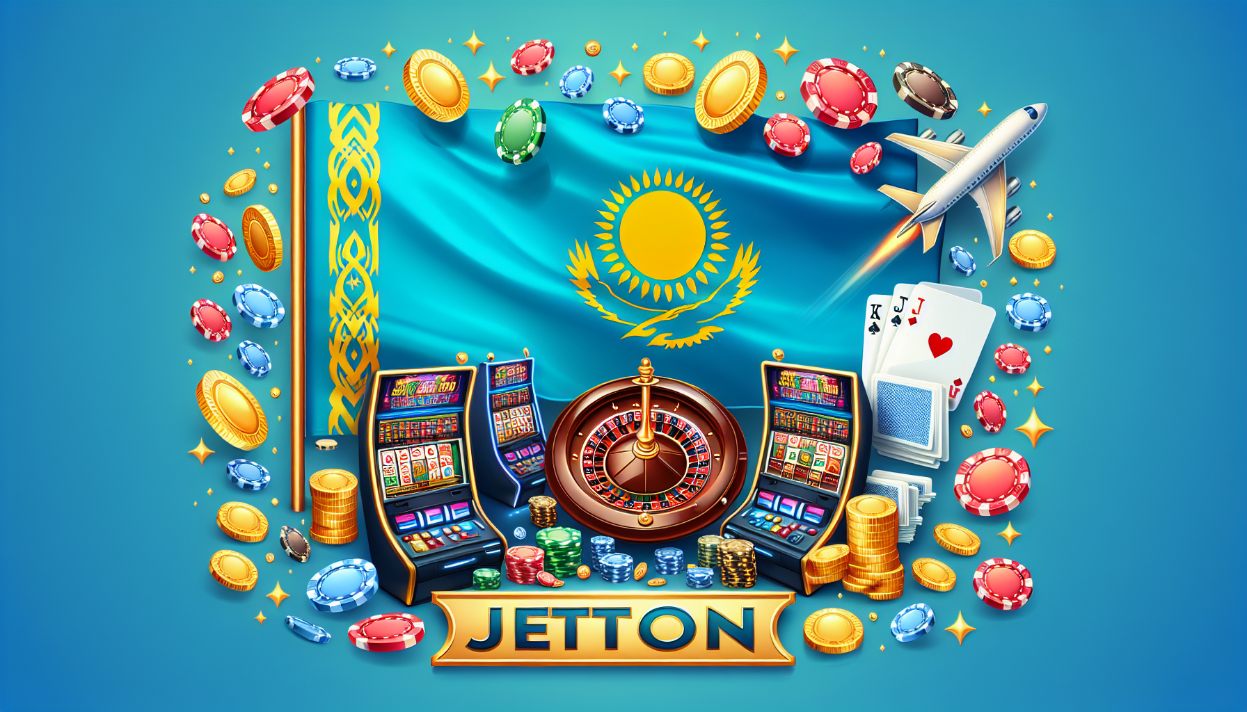 Логотип онлайн казино JetTon на синем фоне